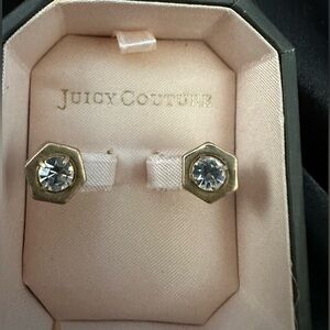 Juicy Couture Pavé Hexagon Stud Earrings in Original Box